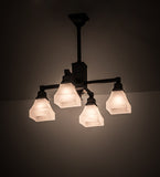 24.5"W Bungalow White Alabaster Swirl 4 Lt Chandelier