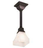 5"W Bungalow White Alabaster Traditional Pendant