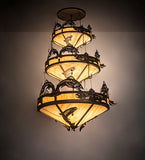 58"W Catch of the Day Trout 3 Tier Inverted Pendant
