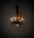 20"W Barrel Stave Madera 8 Lt Rustic Lodge Chandelier