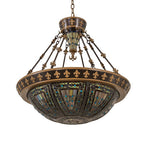 28"W Tiffany Fleur-De-Lis Victorian Inverted Pendant