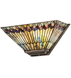 16"W Tiffany Jeweled Peacock Wall Sconce