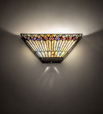 16"W Tiffany Jeweled Peacock Wall Sconce