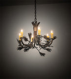 29"W Woodland Pine 6 Lt Rustic Chandelier
