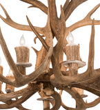 38"W Antlers Deer 8 Lt Chandelier