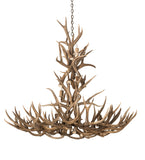 52"W Antlers Mule Deer 12 Lt Chandelier
