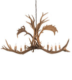 64"L Antlers Elk & Fallow Deer 8 Lt Oblong Chandelier