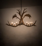 64"L Antlers Elk & Fallow Deer 8 Lt Oblong Chandelier