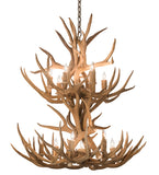 34"W Antlers Mule Deer 12 Lt Chandelier
