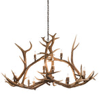 70"L Antlers Elk 10 Lt Oblong Chandelier