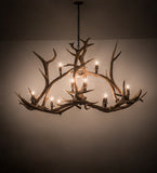70"L Antlers Elk 10 Lt Oblong Chandelier