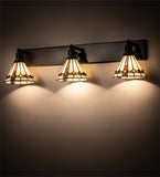 36"W Belvidere 3 L Stained Glass Vanity Light