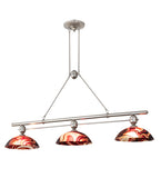 70"L Deco Ball 3 Light Cabernet Swirl Island Pendant