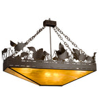 64"L Flying Pigs Rustic Oblong Inverted Pendant