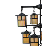 37"W Hyde Park T Mission 9 Lt Arts & Crafts Chandelier