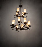 30"W Winter Solstice 12 Lt Lodge Chandelier
