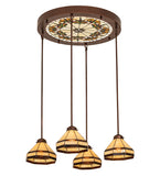 27"W Middleton Art Glass Ceiling Medallion 4 Lt Tiffany Pendant