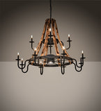 54"W Barrel Stave Madera 12 Lt Gothic Chandelier