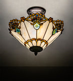 16"W Shell with Jewels Stained Glass Semi-Flushmount