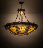 36"W Fleur-De-Lis Tiffany Victorian Inverted Pendant