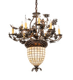 34"W Oak Leaf & Acorn 9 Lt Chandelier