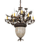 34"W Oak Leaf & Acorn 9 Lt Chandelier
