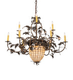 39"W Greenbriar Oak 9 Lt Chandelier