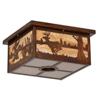 18"Sq Deer at Lake Flushmount