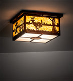 18"Sq Deer at Lake Flushmount