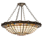 26"W Fleur-de-Lite Stained Glass Semi-Flushmount