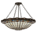 26"W Fleur-de-Lite Stained Glass Semi-Flushmount