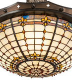 26"W Fleur-de-Lite Stained Glass Semi-Flushmount