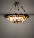 26"W Fleur-de-Lite Stained Glass Semi-Flushmount