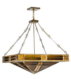 36"Sq Bungalow Rose Stained Glass Inverted Pendant