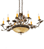 48"L Greenbriar Oak 8 Lt Chandelier