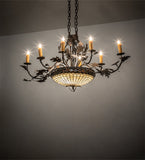 48"L Greenbriar Oak 8 Lt Chandelier