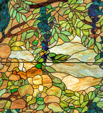 32"W X 48"H Tiffany Wisteria & Snowball Window