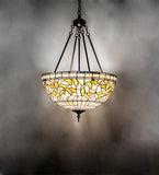 20"W Tiffany Turning Leaf Inverted Pendant
