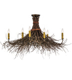 36"W Lodge Twigs 8 Lt Semi-Flushmount