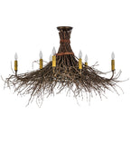 36"W Lodge Twigs 8 Lt Semi-Flushmount