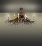 36"W Lodge Twigs 8 Lt Semi-Flushmount