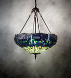 22"W Tiffany Hanginghead Dragonfly Inverted Pendant