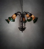 24"W Tiffany Pond Lily 7 Lt Chandelier