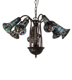 26"W Tiffany Pond Lily 7 Lt Chandelier
