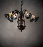 26"W Tiffany Pond Lily 7 Lt Chandelier