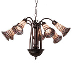 26"W Tiffany Pond Lily 7 Lt Chandelier