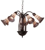 26"W Tiffany Pond Lily 7 Lt Chandelier