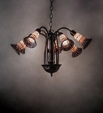 26"W Tiffany Pond Lily 7 Lt Chandelier