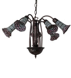 24"W Tiffany Pond Lily 7 Lt Chandelier