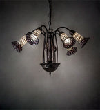 24"W Tiffany Pond Lily 7 Lt Chandelier